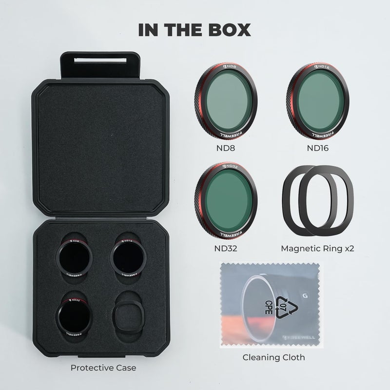 FreeWell فلترات ND مغناطيسية 3-pack لـ DJI Neo 2 – تشمل ND8 و ND16 و ND32 للتحكم الدقيق في التعريض. - Image 5